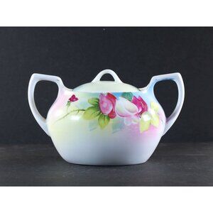 Sugar Bowl and Lid by Meito China Hand Painted Japan 1950s